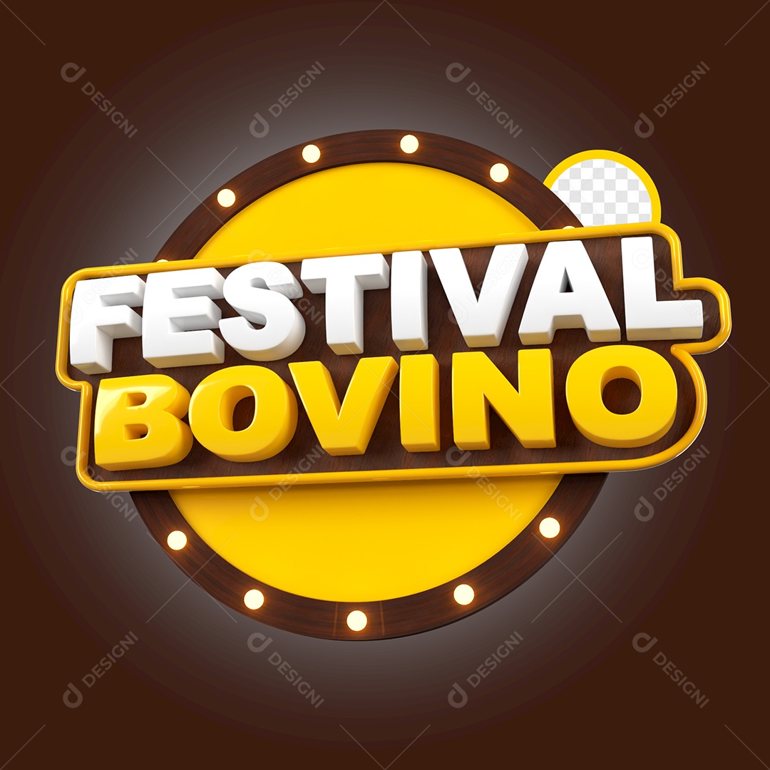 Selo 3D Festival Bovino Para Composição PSD