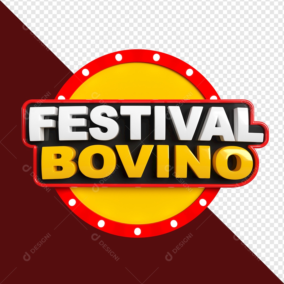 Selo 3D Festival Bovino Para Composição PSD