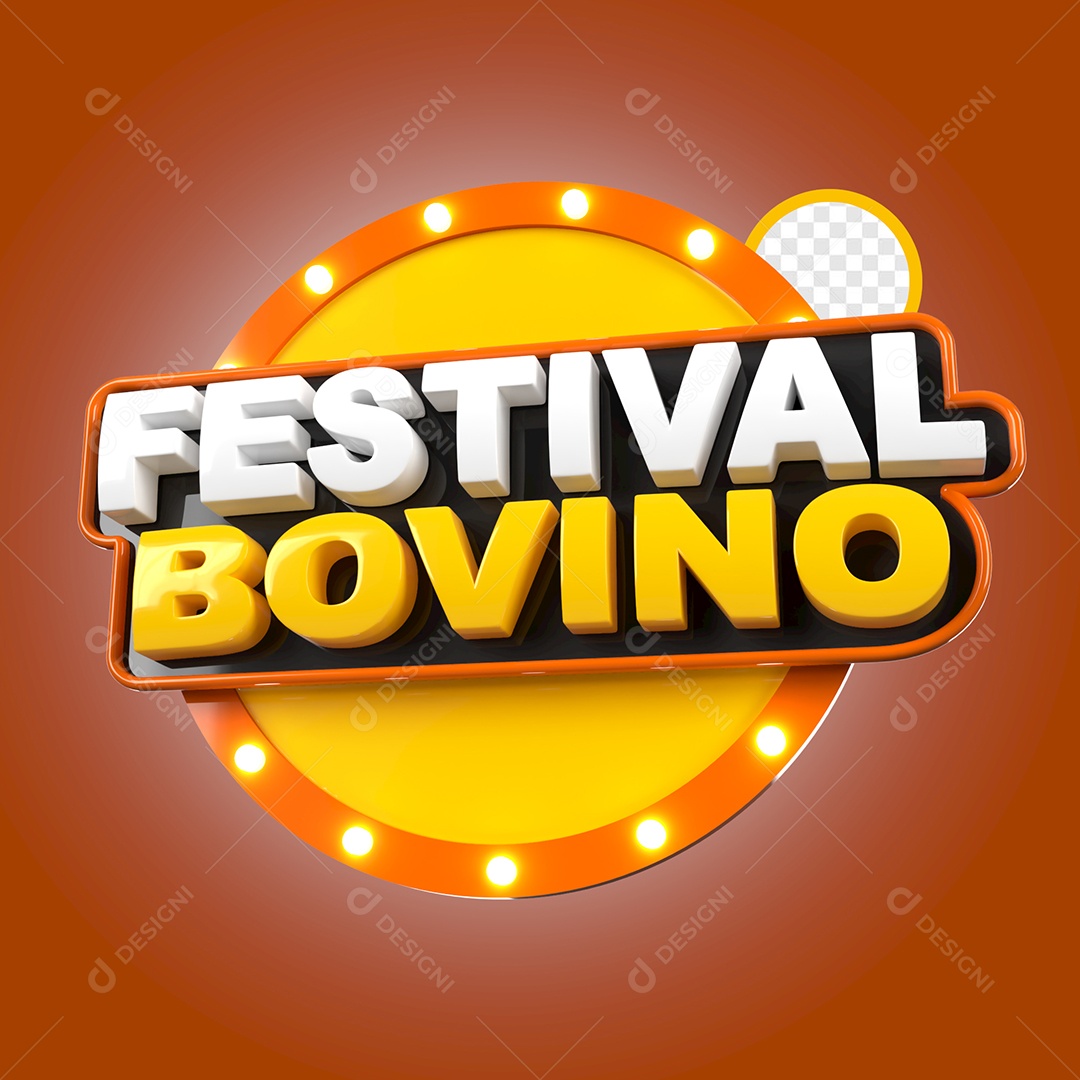 Selo 3D Festival Bovino Para Composição PSD