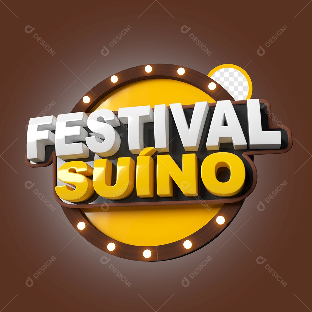 Selo 3D Festival Suíno Para Composição PSD