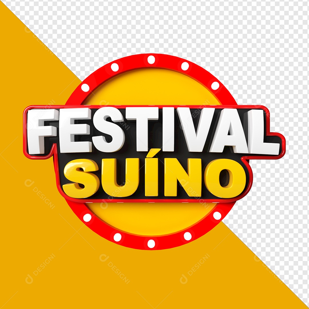 Selo 3D Festival Suíno Para Composição PSD