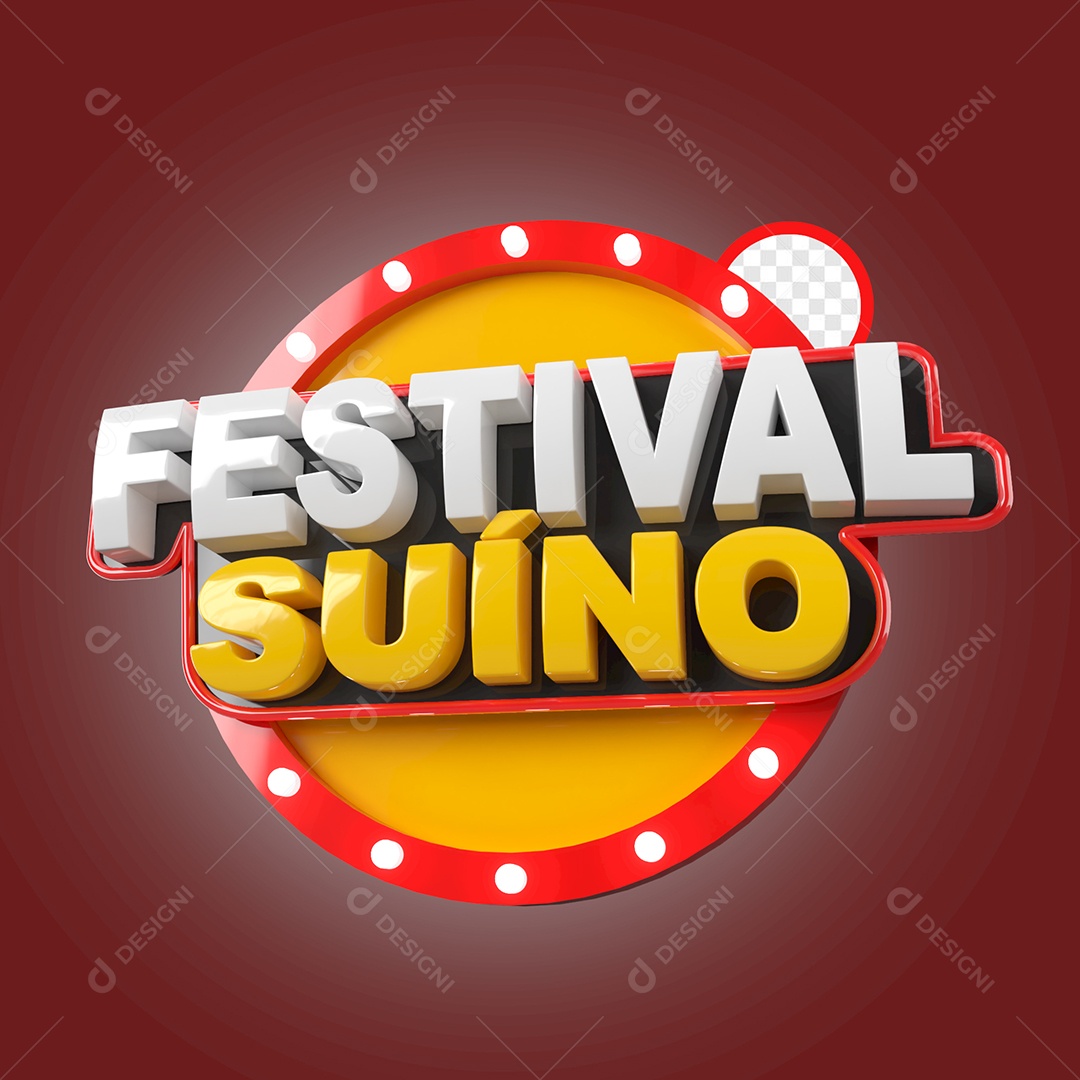 Selo 3D Festival Suíno Para Composição PSD