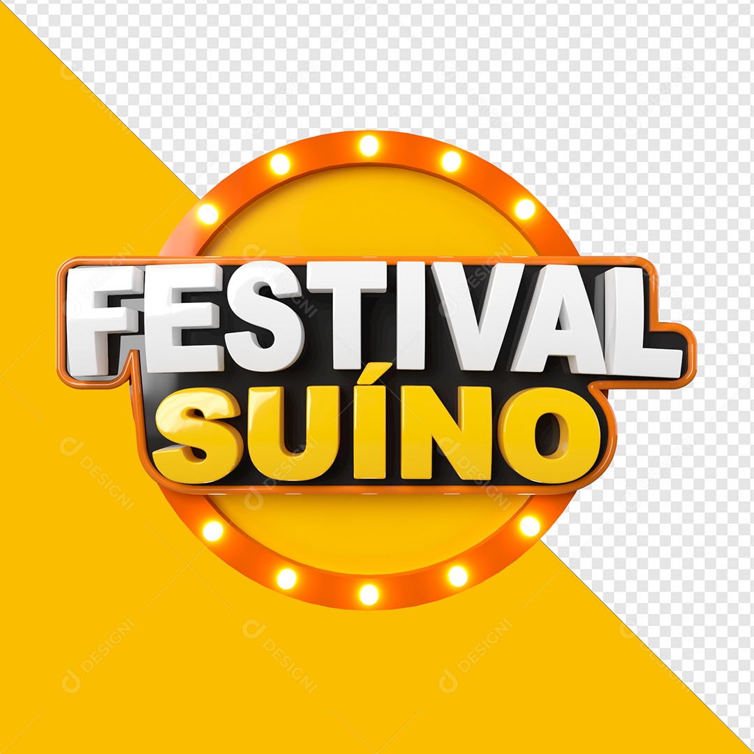 Selo 3D Festival Suíno Para Composição PSD