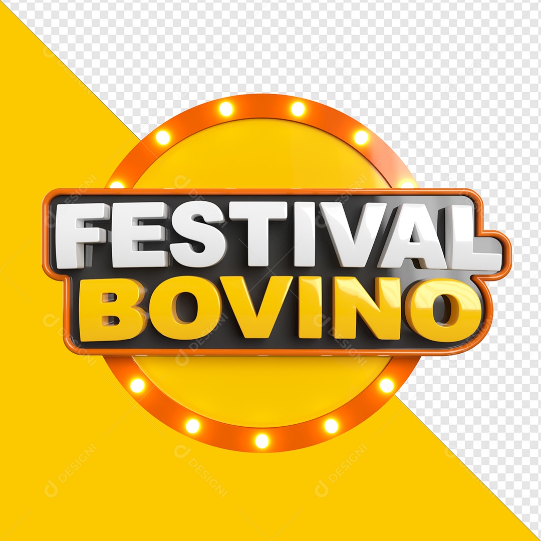 Selo 3D Festival Bovino Para Composição PSD