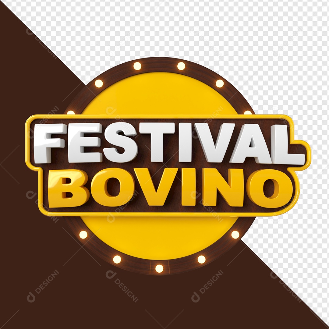 Selo 3D Festival Bovino Para Composição PSD