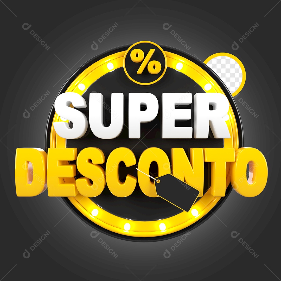 Selo 3D Super Desconto Para Composição PSD