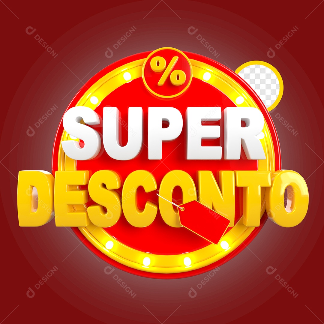 Selo 3D Super Desconto Para Composição PSD