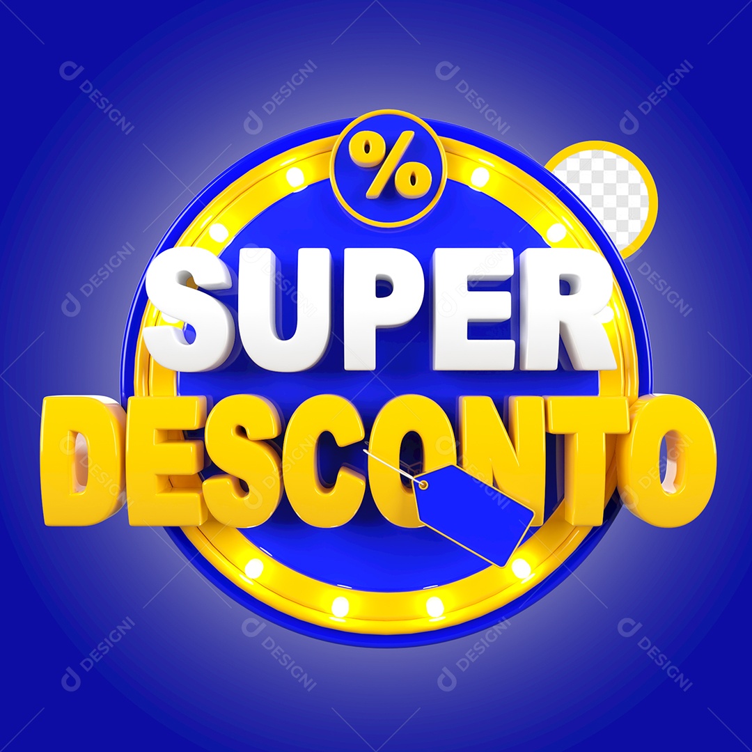 Selo 3D Super Desconto Para Composição PSD