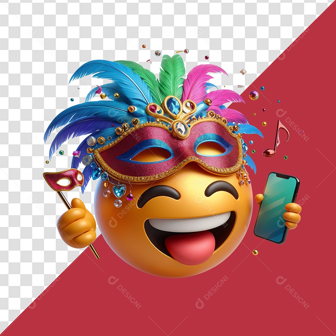 Emoji de Carnaval 3D Element for PSD Composition