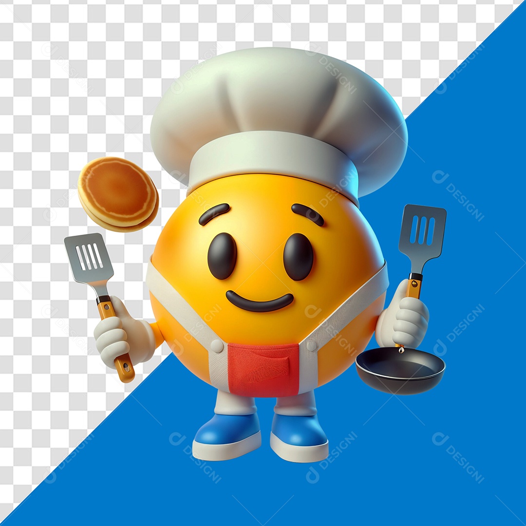 Emoji de Cozinheiro Elemento 3D para Composição PSD