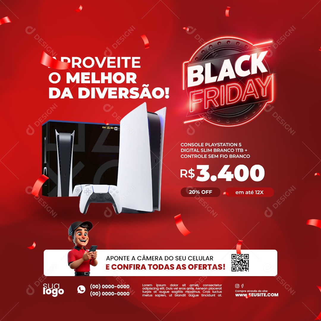 Social Media Black Console Playstation 5 PSD Editável