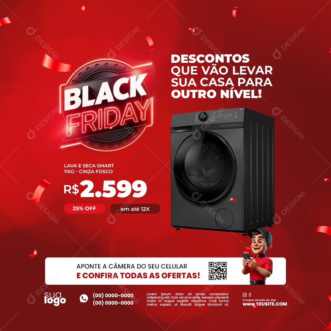 Social Media Black Friday Lava E Seca Smart 11KG PSD Editável