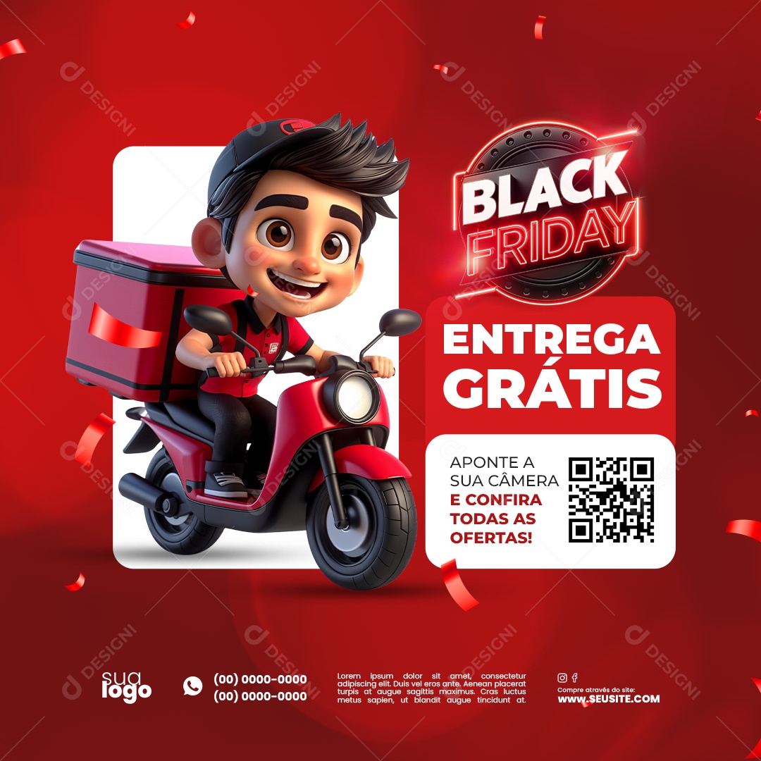 Social Media Black Friday Entrega Grátis PSD Editável