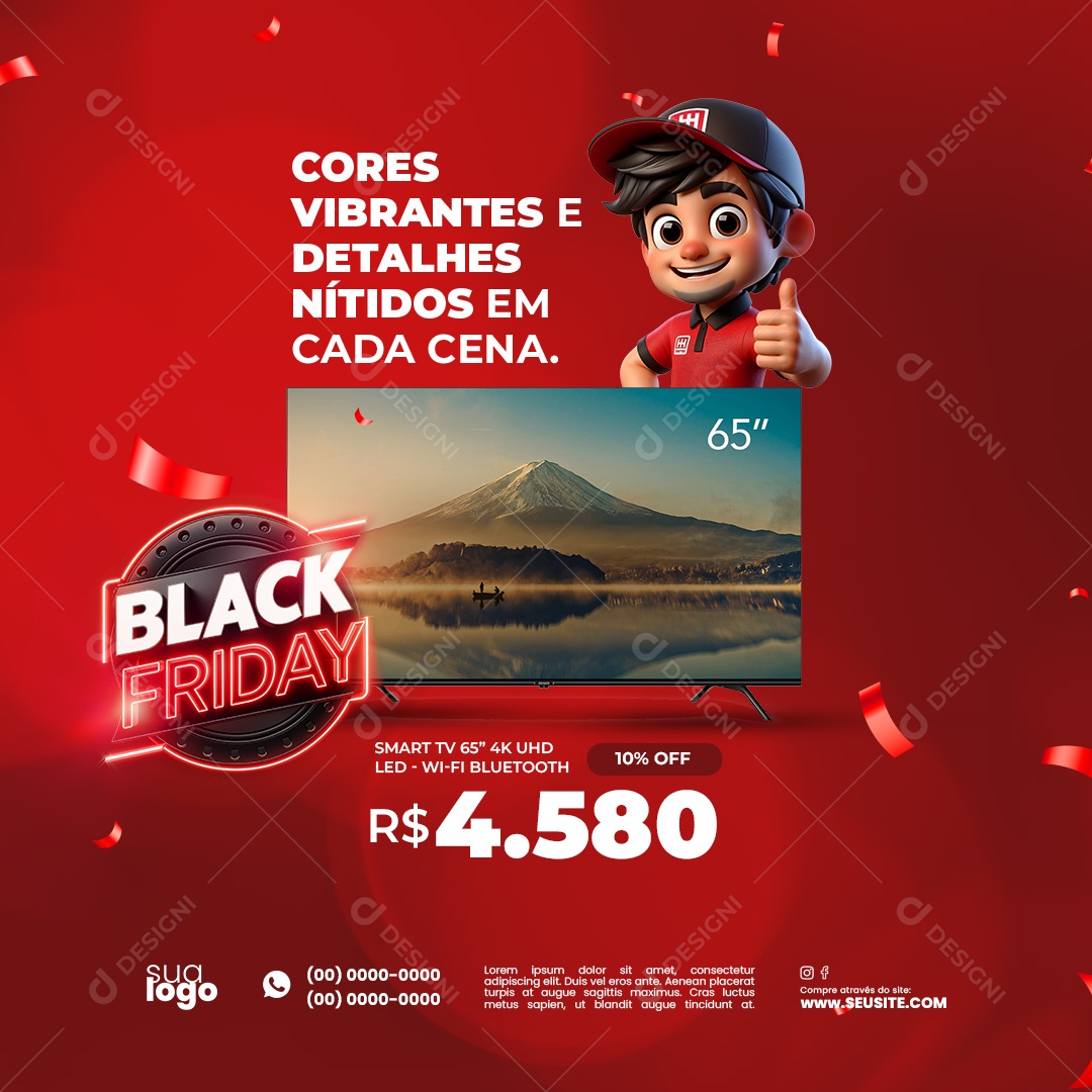 Social Media Black Friday Smart TV PSD Editável