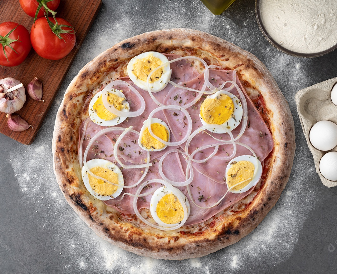 Pizza deliciosa portuguesa