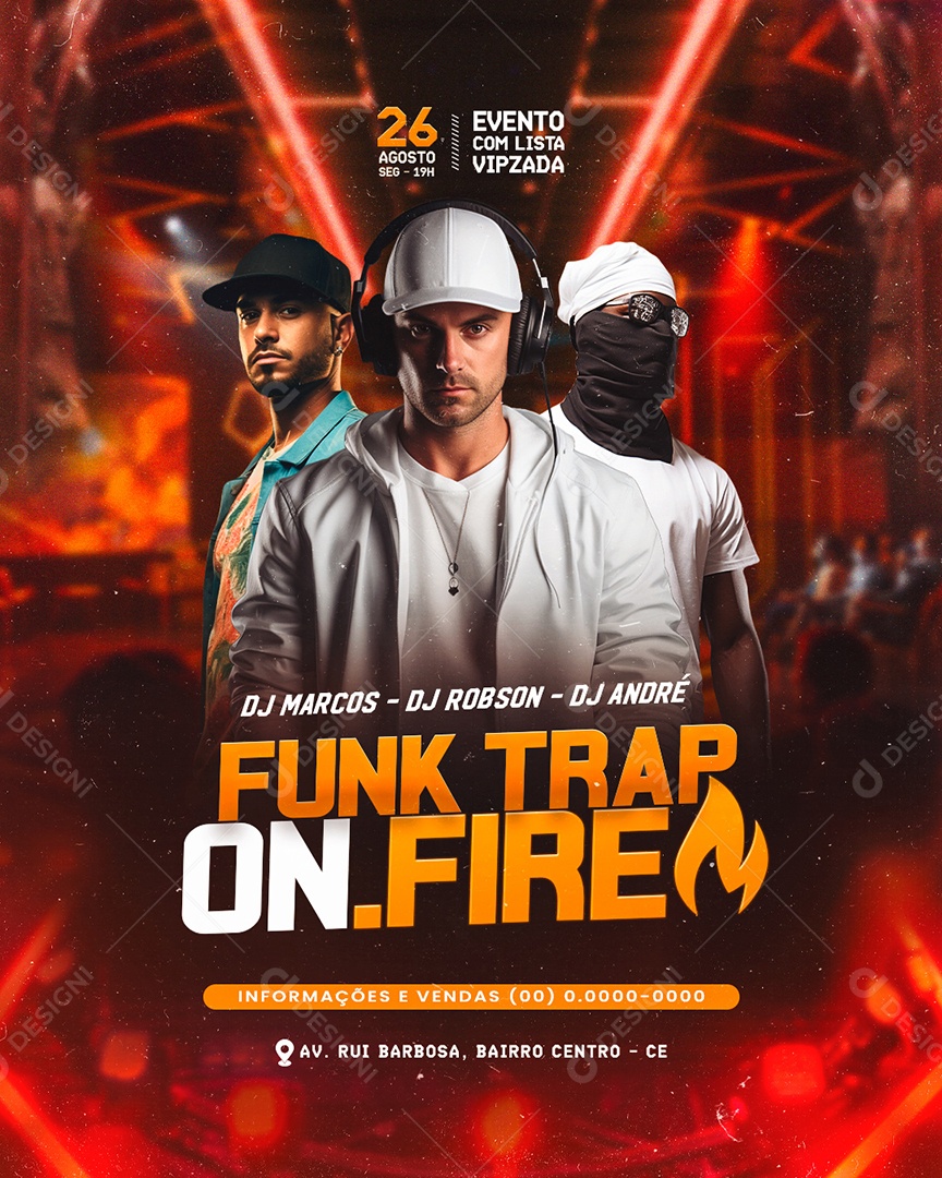 Flyer Funk Trap On Fire Social Media PSD Editável