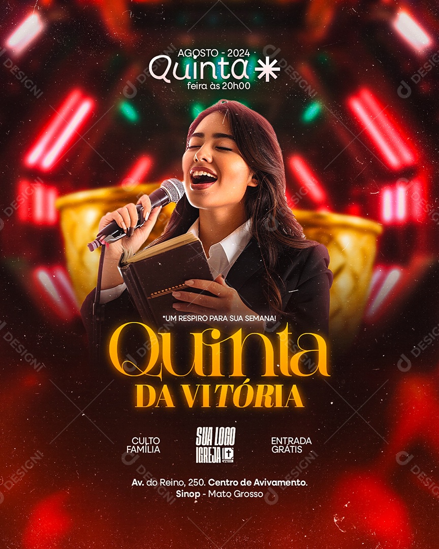 Flyer Gospel Quinta da Vitória Social Media PSD Editável