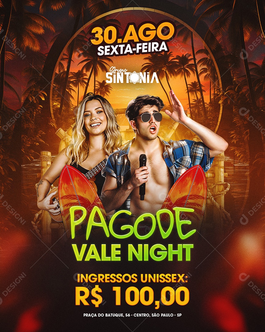Flyer Pagode Vale Night Social Media PSD Editável