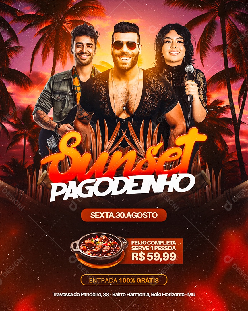 Flyer Sunset Pagodenho Social Media PSD Editável