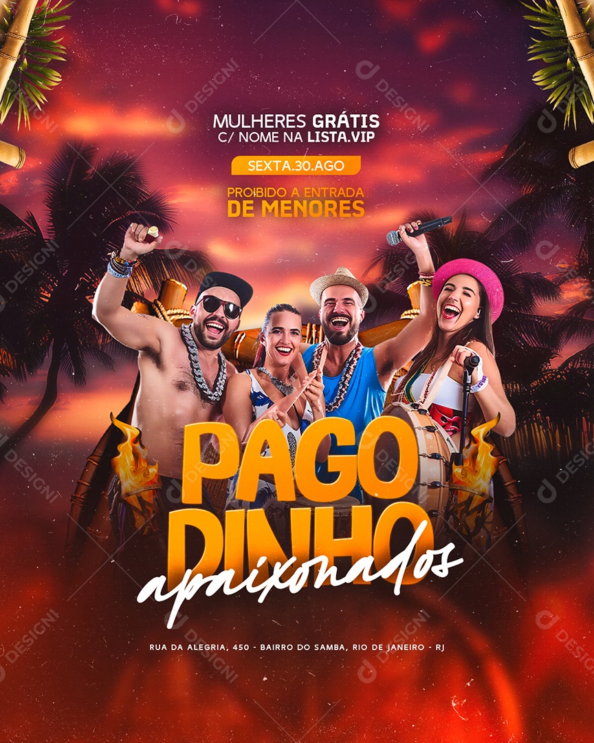 Flyer Pagodinho Apaixonados Social Media PSD Editável