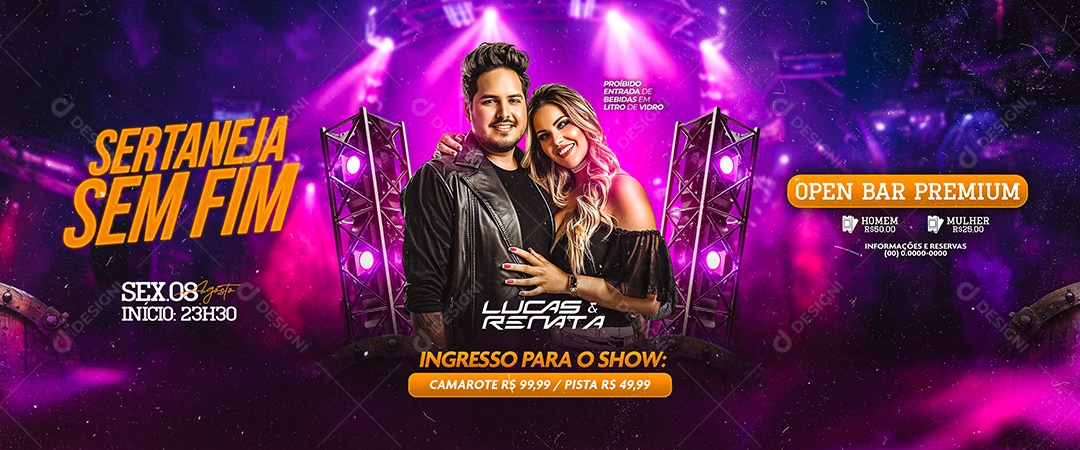 Carrossel Flyer Sertaneja Sem Fim Lucas e Renata Social Media PSD Editável