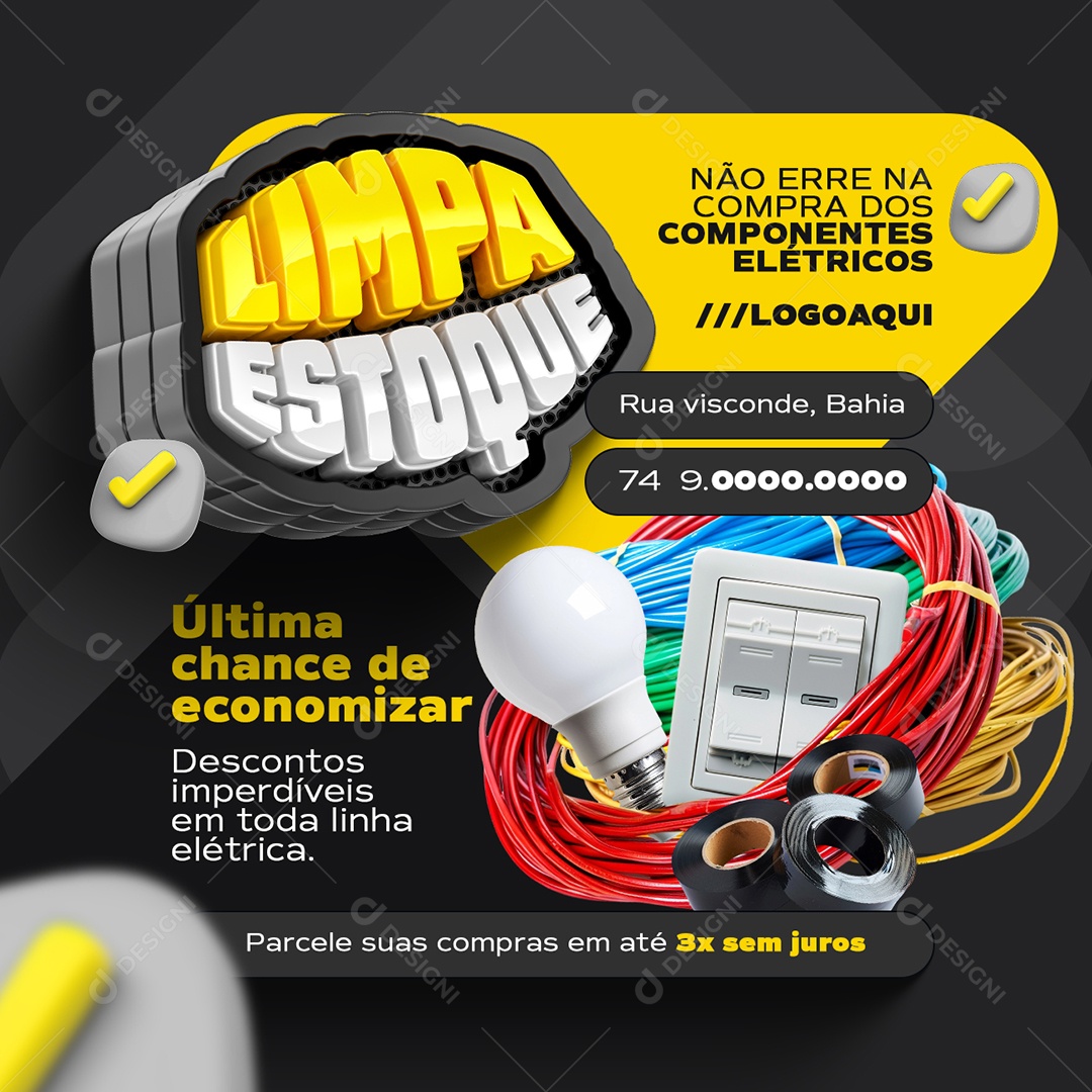 Limpa Estoque Elétrica Descontos Imperdíveis Social Media PSD Editável