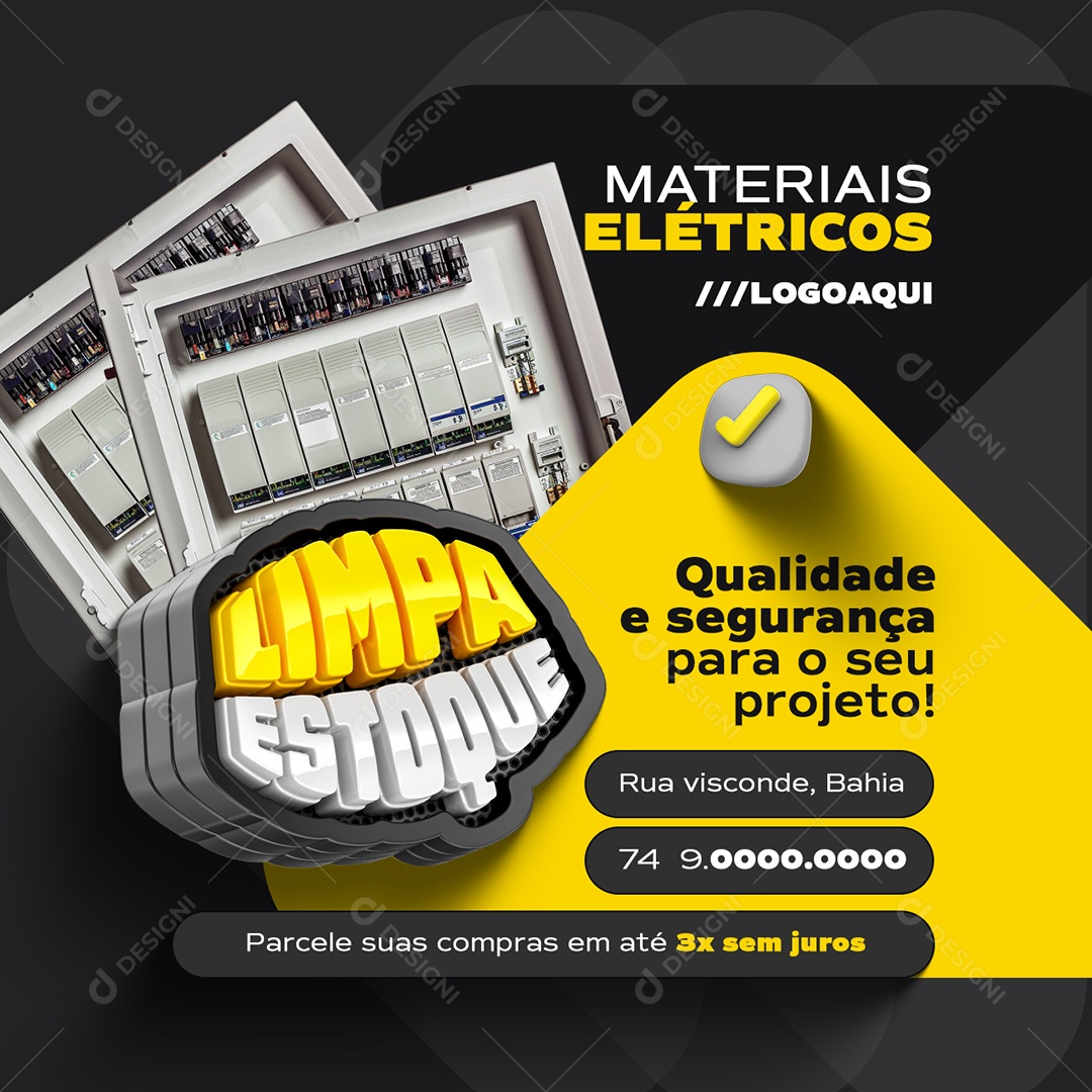 Limpa Estoque Elétrica Materiais Elétricos Social Media PSD Editável
