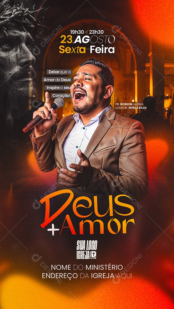 Story Flyer Gospel Deus Mais Amor Social Media PSD Editável