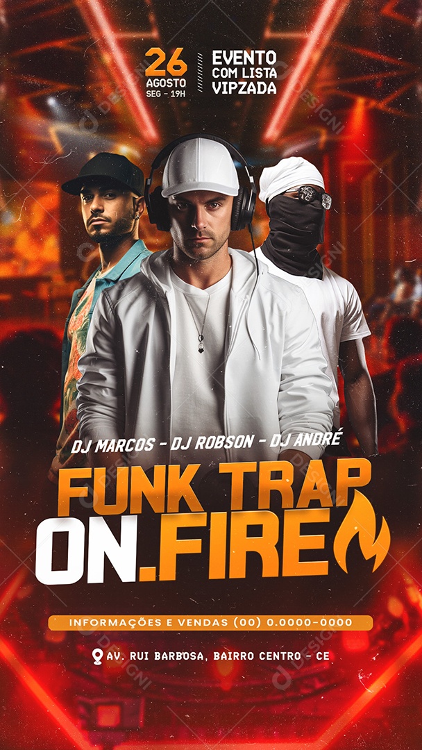 Story Flyer Funk Trap On Fire Social Media PSD Editável