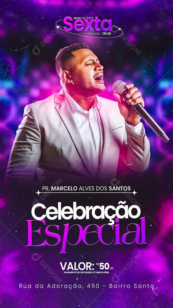Story Flyer Gospel Celebração Especial Social Media PSD Editável