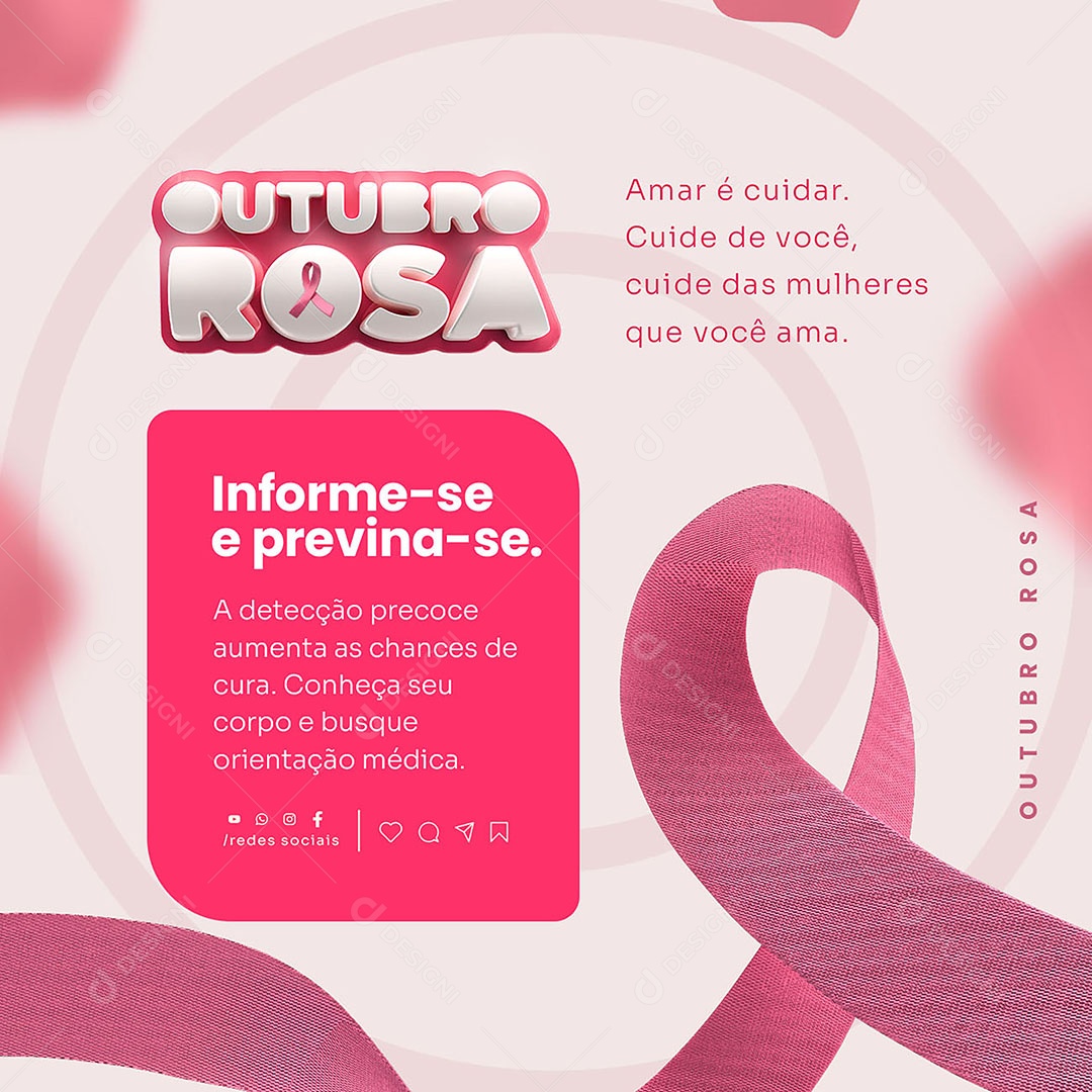 Outubro Rosa Informe-se e Previna-se Social Media PSD Editável