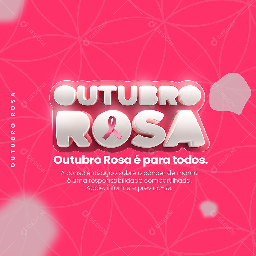 Outubro Rosa a Conscientização Sobre o Câncer de Mama Social Media PSD Editável