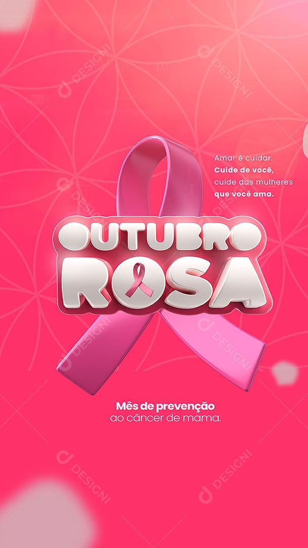 Story Outubro Rosa Amar é Cuidar Social Media PSD Editável