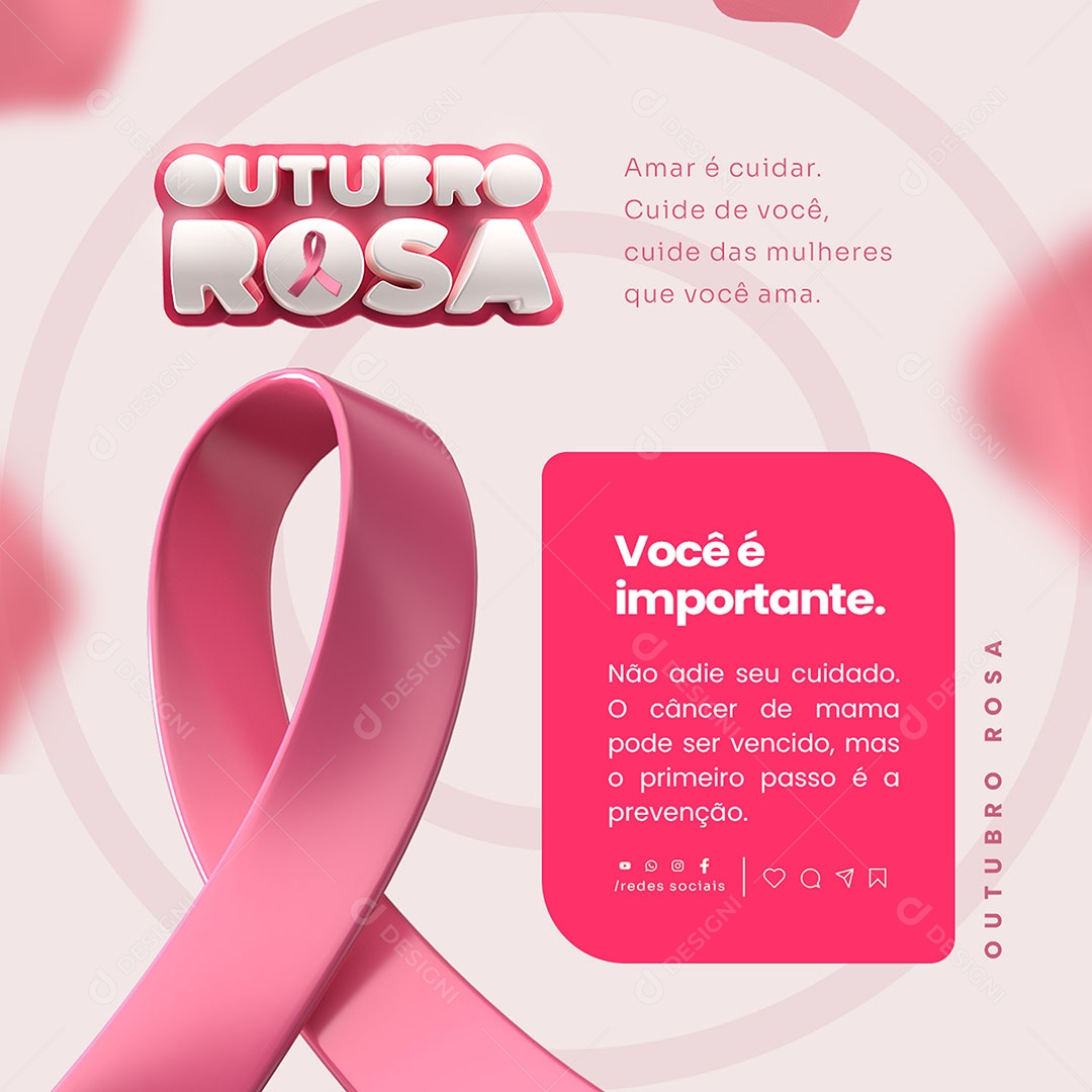Outubro Rosa Você é Importante Social Media PSD Editável