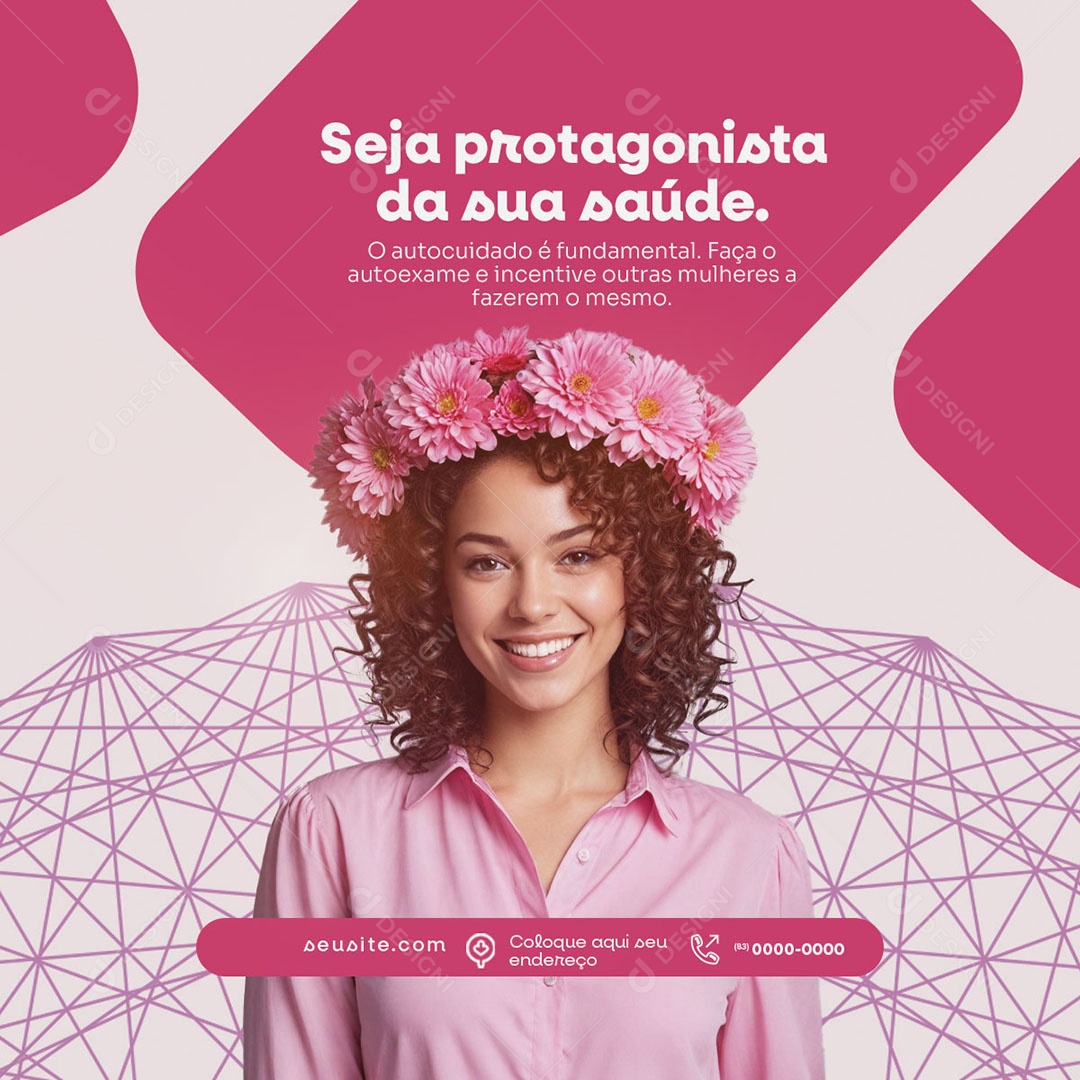 Outubro Rosa o Autocuidado é Fundamental Social Media PSD Editável