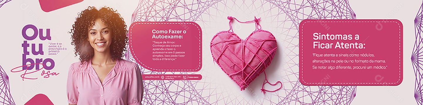 Carrossel Outubro Rosa Sintomas a Ficar Atento Social Media PSD Editável