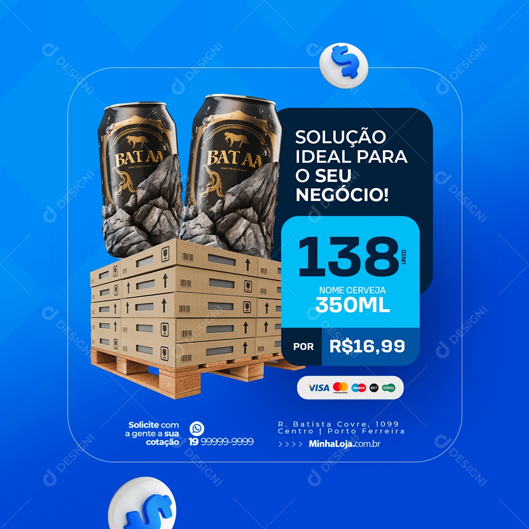 Distribuidora de Bebidas Solução Ideal Para o Seu Negócio Social Media PSD Editável