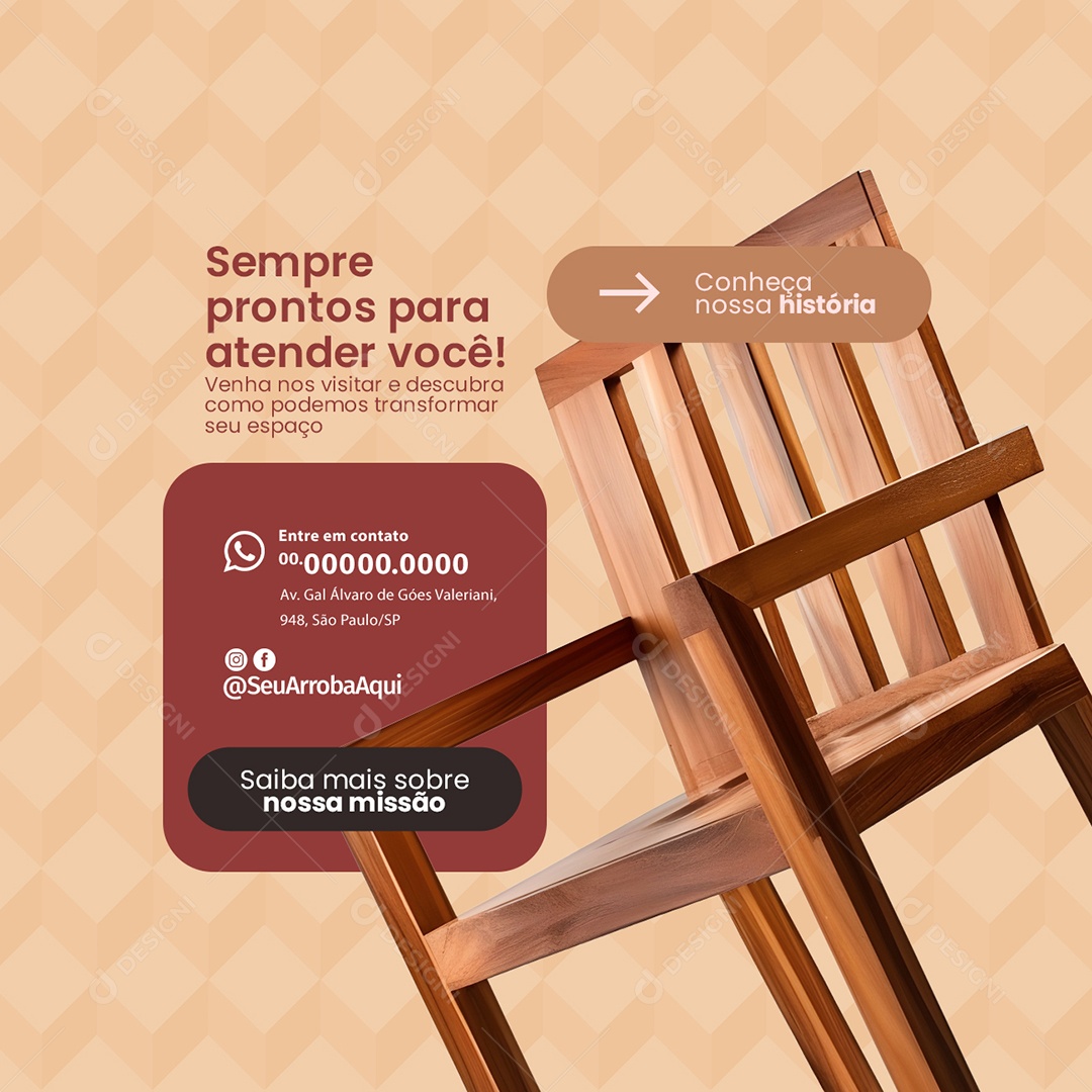 Loja de Móveis Sempre Prontos para Atender Você Social Media PSD Editável