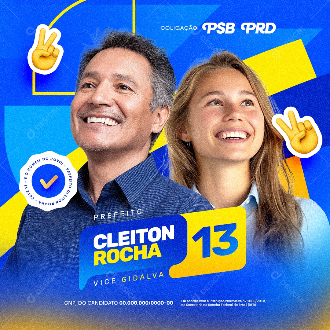 Eleição Prefeito Cleiton Rocha Social Media PSD Editável