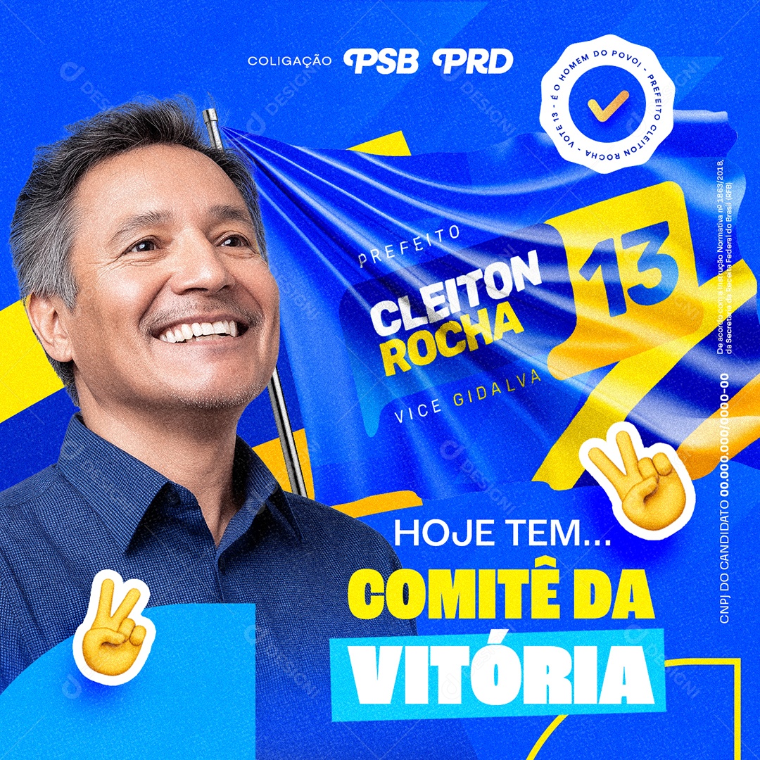 Eleição Hoje Tem Comitê da Vitória Social Media PSD Editável