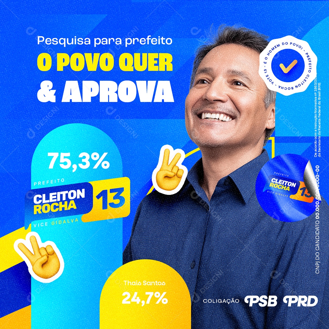 Eleição Pesquisa para Prefeito Social Media PSD Editável