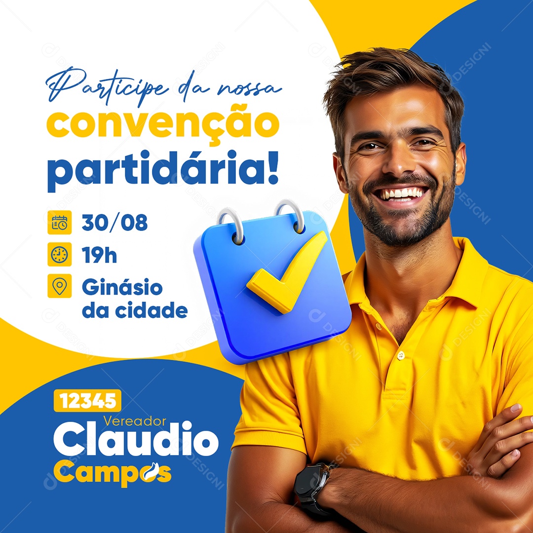 Projeto Vereador Claudio Participe da Nossa Convenção Partidária Social Media PSD Editável