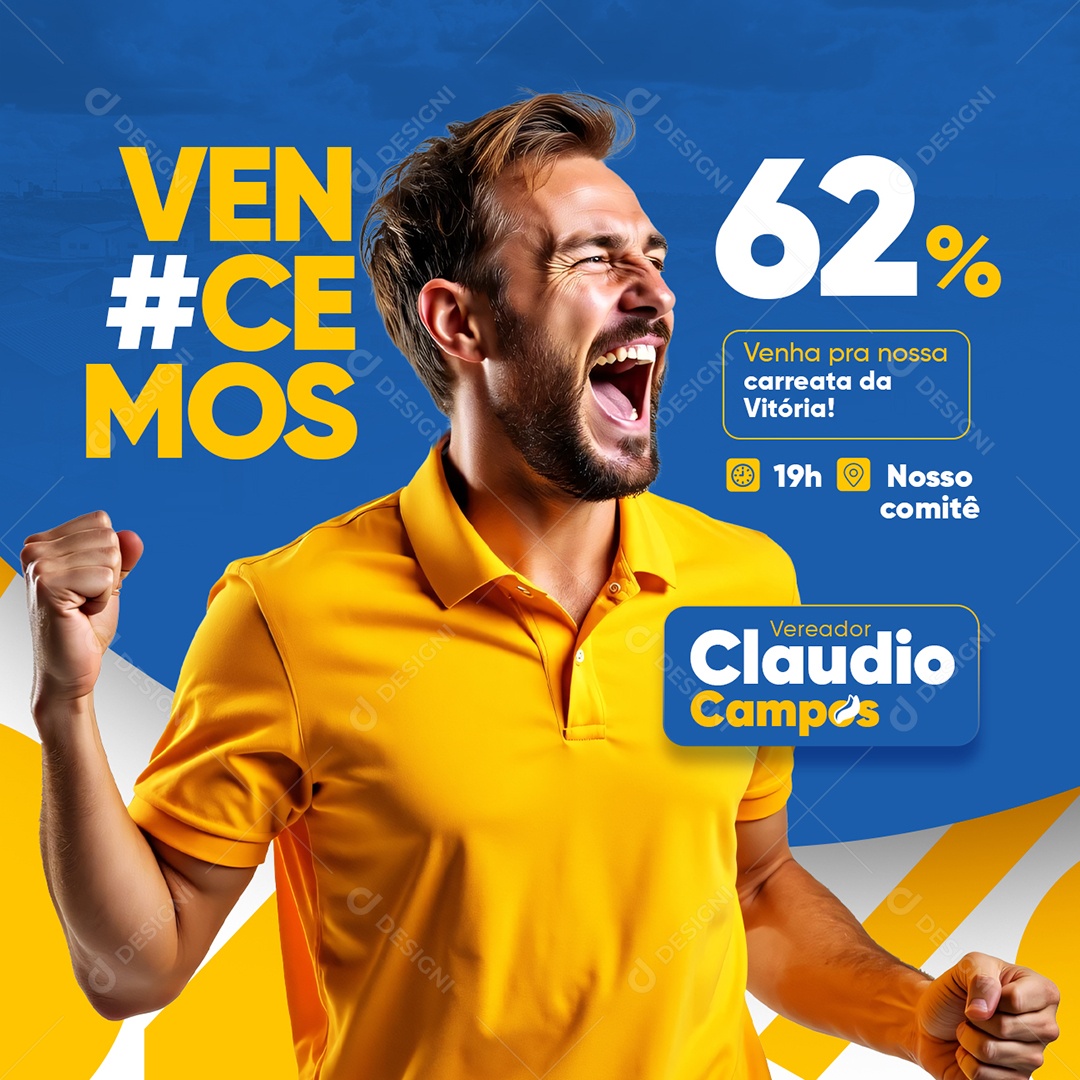 Política Projeto Vereador Claudio Vencemos Social Media PSD Editável