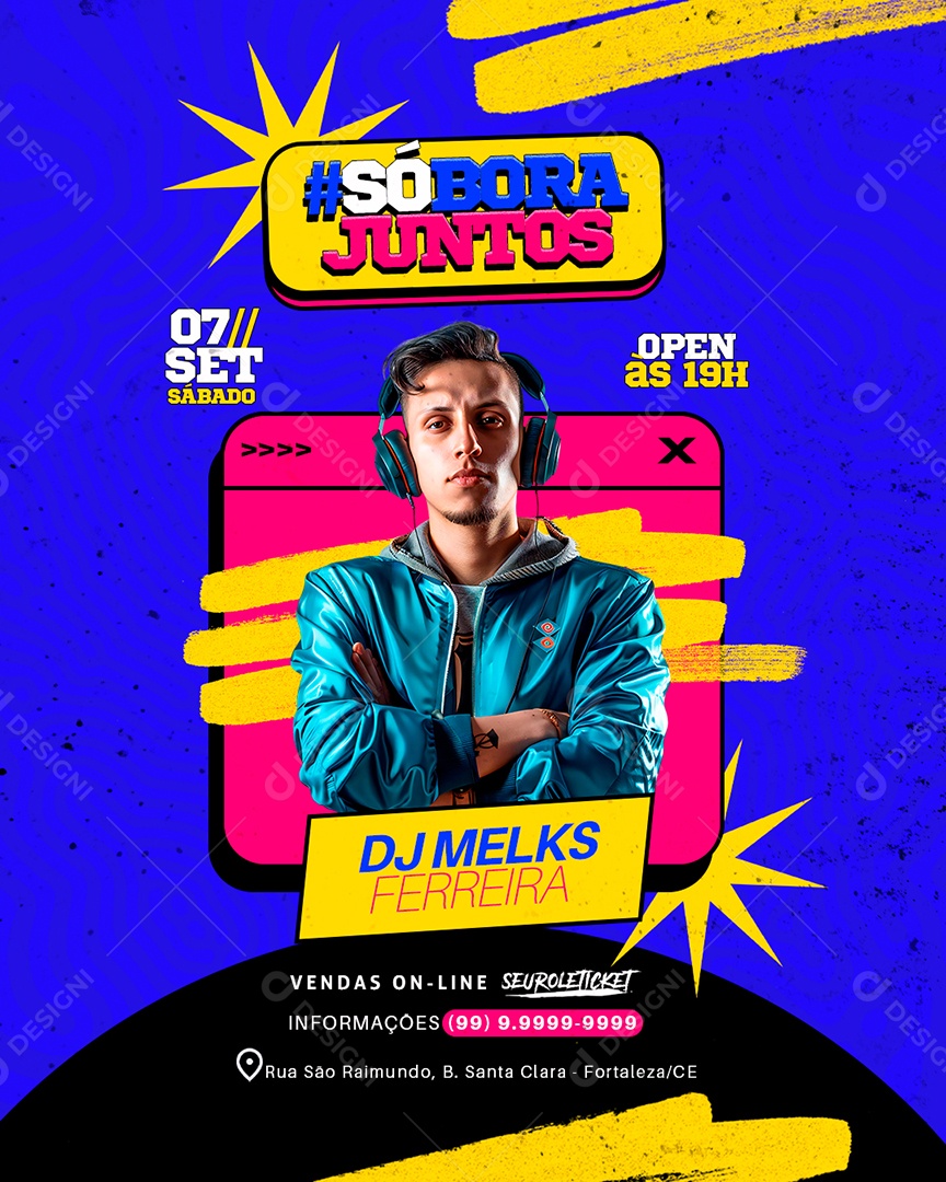 Flyer Só Bora Juntos DJ Melks Ferreira Social Media PSD Editável