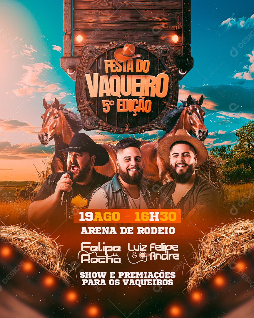 Flyer Festa do Vaqueiro Social Media PSD Editável