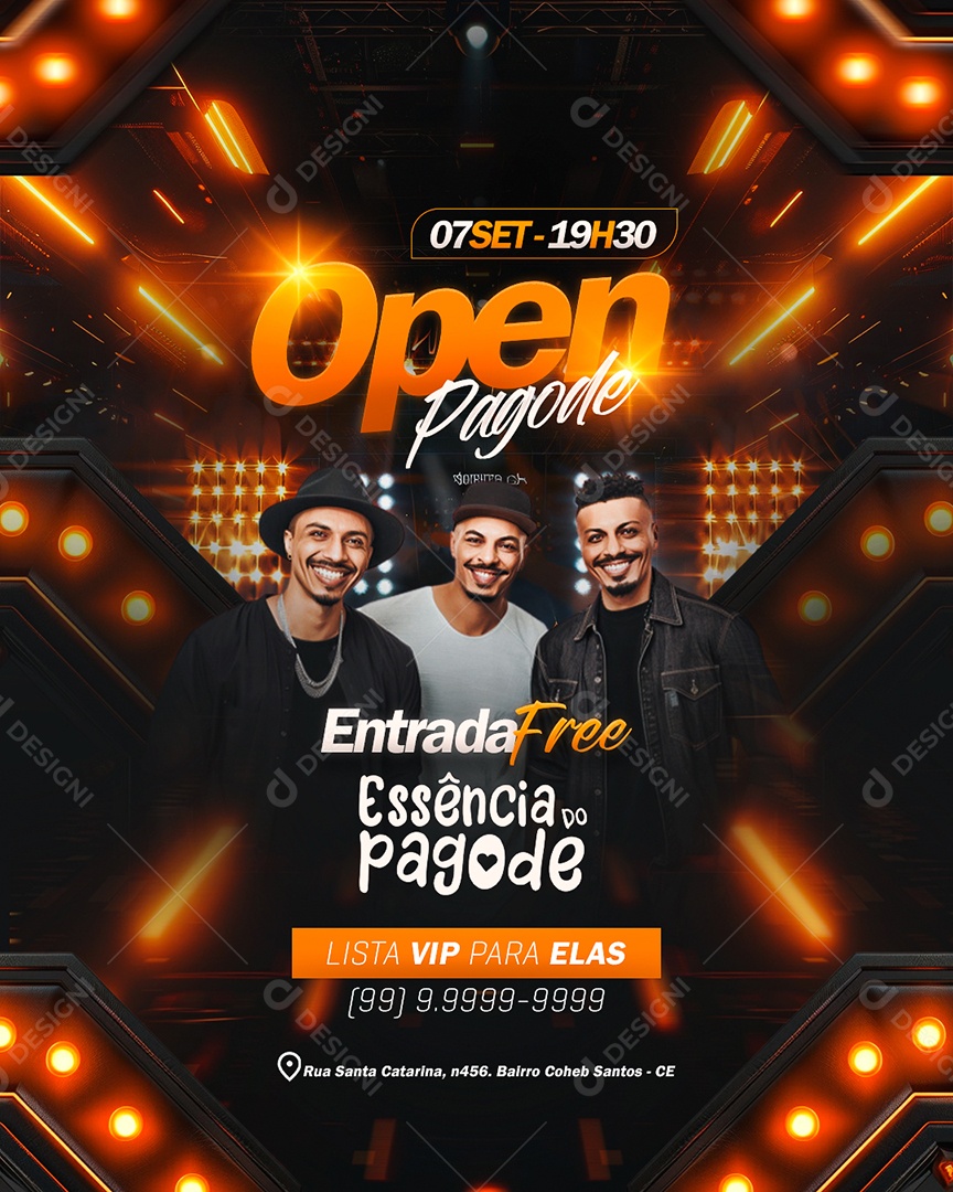 Flyer Open Pagode Essência do Pagode Social Media PSD Editável