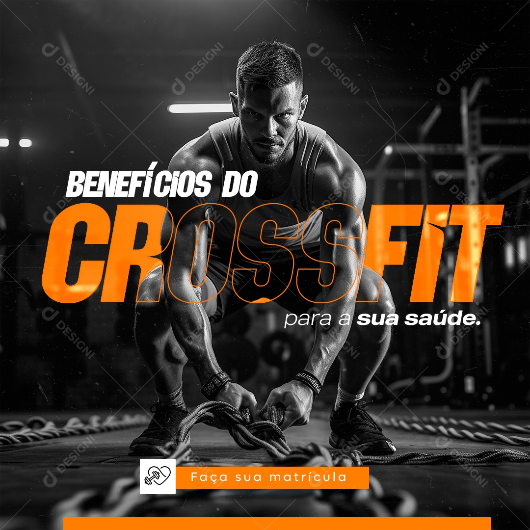 Academia Benefício do Crossfit do Social Media PSD Editável