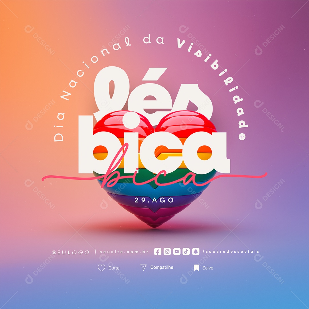 Dia Nacional Da Visibilidade Lésbica 29 de Agosto Social Media PSD Editável