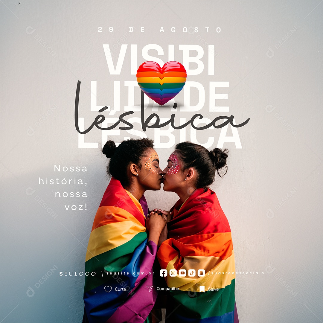 Dia Da Visibilidade Lésbica 29 de Agosto Nossa História Social Media PSD Editável