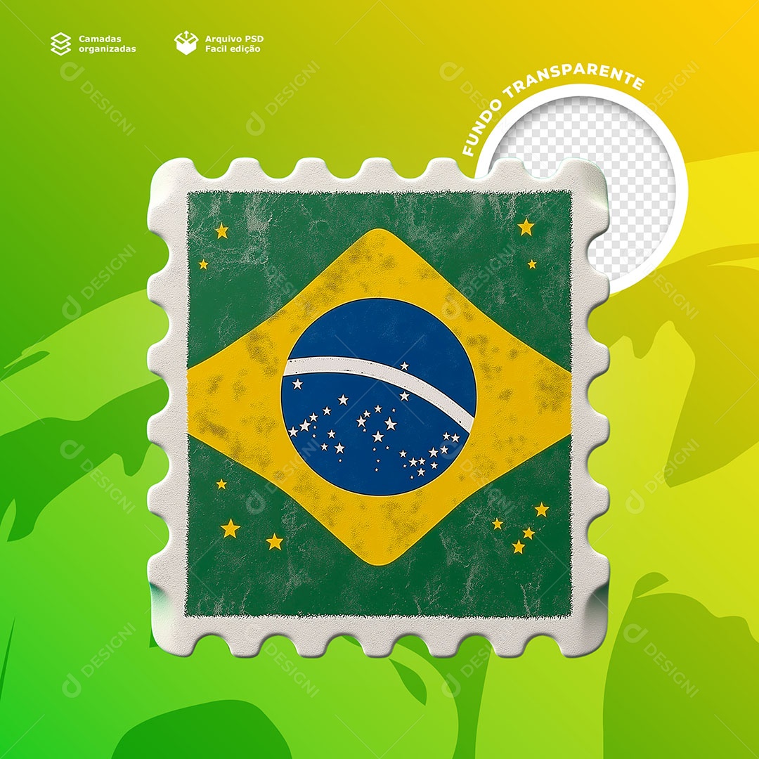 Selo Brasileiro Elemento 3D para Composição PSD